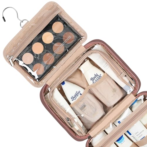 NISHEL Travel Toiletry Bag for Women, Makeup Essentials Organizer, Hanging Case for Accessories, Cosmetics, Medium Size, Rosewood-Pink - color: Rosewood-Pink, size: Medium