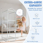 NomNest Stuffed Animal Storage Zoo, Large Carbon Steel Plushies Organizer, Heavy Duty Metal Teddy Bear Toy Holder for Kids' Bedroom & Playroom & Nursery (Non-Wheeled, White) - color: Non-wheeled, White