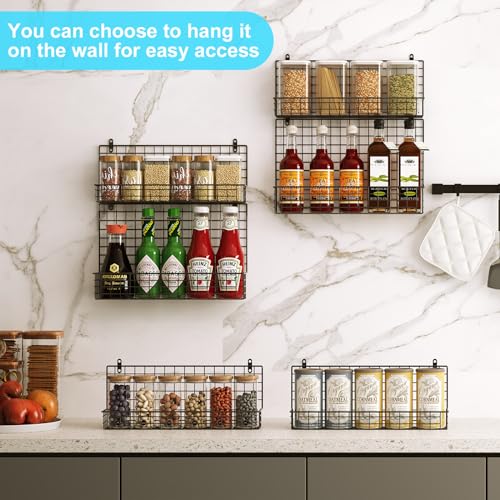 JKsmart High Capacity 6-Tier Spice Rack Organizer with Door Hook, Wall-Mounted & Over-the-Door for Kitchen Pantry Cabinet - Black - color: Black-SIX