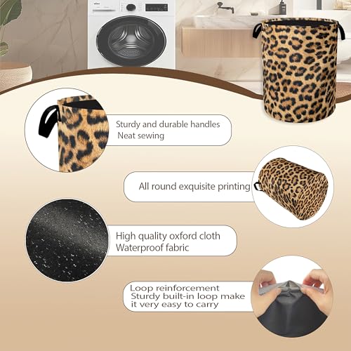 Laundry Hamper,Classic Leopard Laundry Basket,Wildlife Fur Print Portable Collapsible Laundry Room Organization Storage for Dorm Room,Nursery,Bathroom,Bedroom,16x20 Inch - color: Classic Leopard