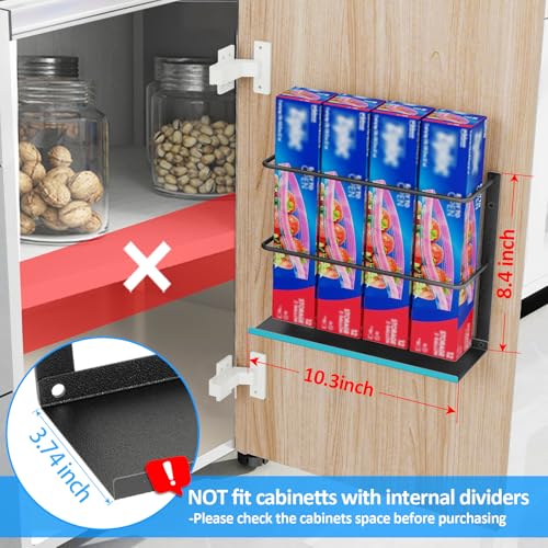 Gypie Kitchen Wrap Organizer Door Mount, Aluminum Foil Holder Cabinet Door Organizer Cabinet Storage Basket for Kitchen Wrap/Food Bag Storage, Black - color: Black, size: 1 Pack