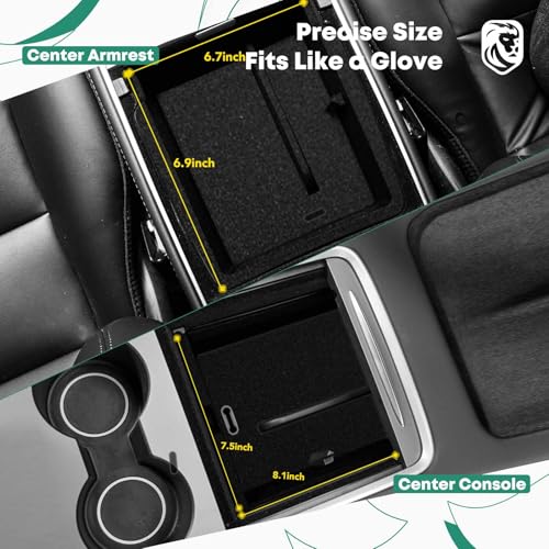 YHTAUTO Center Console Organizer Tray Fit for Tesla Model Y Juniper 2025 2026, Tesla Model 3 Highland 2024 2025 2026 Armrest Drawer Organizer, Armrest Hidden Compartment Box Car Accessories - style: 3PCS Center Console & Armrest Box