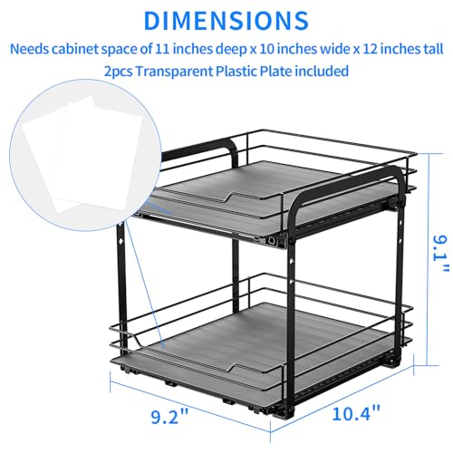 RCHYFEED Spice Rack Organizer for Cabinet, 2 Tier Pull Out Spice Racks for Inside Cabinets & Pantry, Height Adjustable Heavy Duty Vertical Spice Shelf for Seasoning Organizer(9.5" Wx10.5 Dx9.5 H) - size: 2 Tier-9.5''Wx10.5''Dx9.5''H