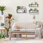Fixwal 3+1 Tier Wall Mounted Bathroom Shelves Over Toilet, Rustic Wood Floating Shelves with Metal Frame and Towel Bar for Bathroom, Kitchen, Bedroom, Living Room (Gray) - color: 2-gray