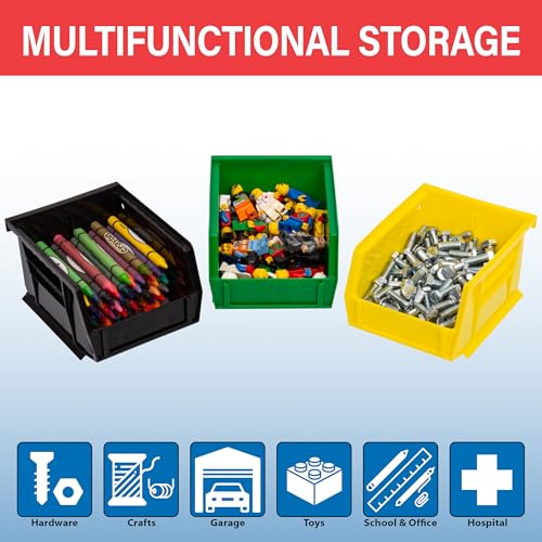 Akro-Mils 30210 AkroBins Plastic Storage Bins, Space-Saving Stackable Bins for Garage, Pantry, Craft Organization, 5" x 4" x 3", Yellow, 24-Pack - color: Yellow