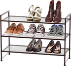 Simple Houseware 3-Tier Stackable Mesh Shoe Rack, Bronze - color: Bronze, style: Mesh Panel