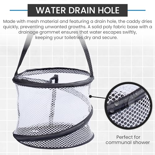 Handy Laundry Mesh Shower Caddy – Portable Hanging Organizer with Handle, Quick Dry, Large Compartments, Foldable Tote for Dorm Room, College, Gym, Travel, Bathroom Essentials, Black - color: Black, size: Small
