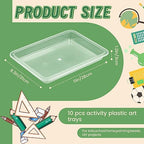 10 Pcs Activity Plastic Art Trays,Stackable Craft Tray,Flat Storage Tray,Serving Organizer Tray for Kids,School,Home,Painting,Beads,DIY Projects,11 x 8.27 x 1.18 Inch(Clear) - color: Clear