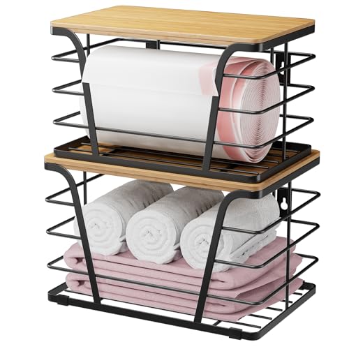 TIDIIABODE 2 Pack Extra Large Pantry Storage Organizers, Pantry Baskets organization, Potato and Onion Storage Bin, Wall Mount Trash Bag Storage for 13-33 Gallon Bags with Bamboo Top, Black - color: 2-Pack-XL&L-Black