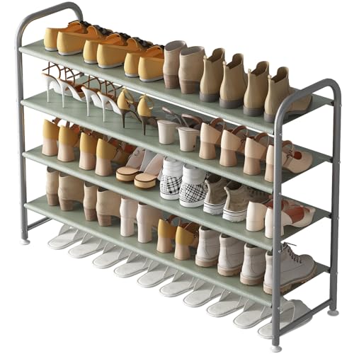 INGIORDAR Shoe Rack 4 Tier Long Storage Organizer Wide Metal Shoe Shelf for Closet Entryway Grey - color: Grey, size: 4 Tier