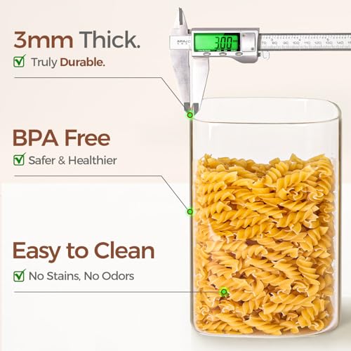 ComSaf 3.6Qt Glass Food Storage Containers, Cereal Storage Containers with Airtight Lids, Large Square Glass Jars with Bamboo Lids, for Rice, Pasta, Oats, Grains, Coffee Beans - color: 3.6Qt-Square