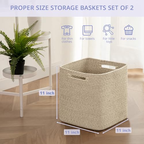 OIAHOMY Storage Cubes, 11 Inch Cube Organizer, Collapsible Storage Bins, Baskets for Organizing, Bins for Shelves-Brown, 2-PACK - color: Brown, size: 2Pcs-11*11*11inch