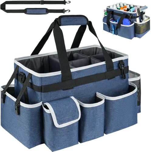 Cleaning Caddy Bag,Large Cleaning Supplies Organizer with Handle for Housekeepers, Blue - color: Blue, size: Large