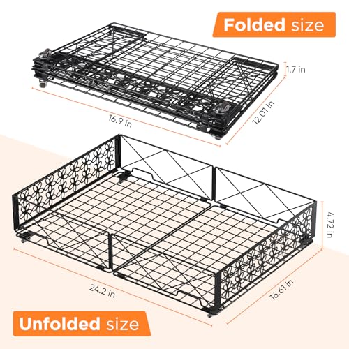 Under Bed Storage with Wheels, Rollable Under Bed Storage Container, Foldable Metal Under Bed Organizer for Bedroom Clothes Shoes Blankets Storage (1black, Black) - style: 1 Pack