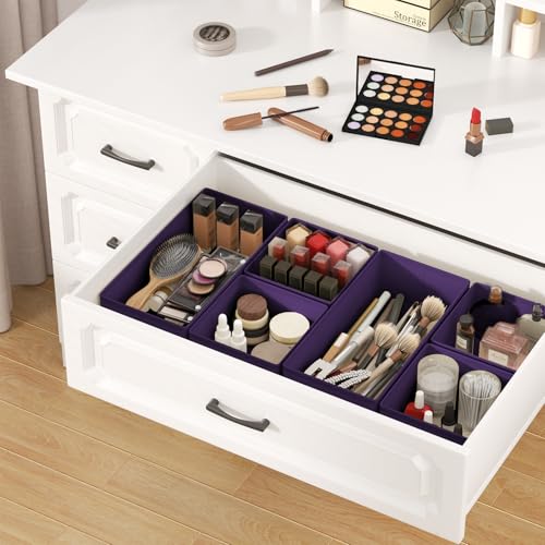 DIMJ Drawer Organizer Clothes, 24 Pack Dresser Organizer, Foldable Closet Organizers and Storage, Fabric Dresser Bins, Drawer Dividers for Nursery, Baby Clothes, Underwears, Sock - color: Purple, size: 24 Pack