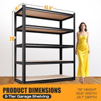 AOARGG 78"H-45.6"W Garage Shelving Heavy Duty Storage Shelves, Metal Adjustable Shelving Unit, Utility Garage Organizer Shelf for Basement, Pantry, Kitchen, Warehouse, 45.6"W x 19.7"D x 78"H - size: 5-Wood-19.7"Dx45.6"Wx78"H