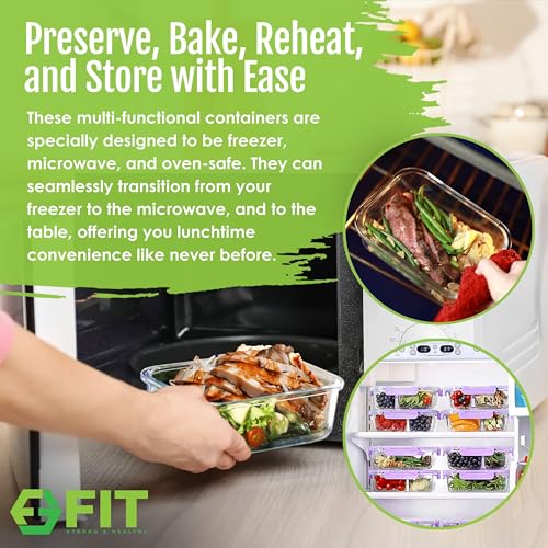 2 & 3 Compartment Glass Meal Prep Containers (4 Pack, 32 oz) - Glass Food Storage Containers with Lids, Bento Box, Portion Control, Airtight, Oven & Freezer safe, Food Container, Lavender - color: Lavender (2,3 compartment - 4 pack, 32oz)