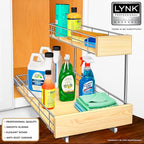 LYNK PROFESSIONAL® SELECT™ Pull Out Under Sink Kitchen Cabinet Organizer - 11.5 in. x 21 inch deep Drawer - Sliding Shelf Organizer and Undersink Storage Shelves - Lifetime Ltd. Warranty – Chrome - color: 11.5"W x 21"D Wood