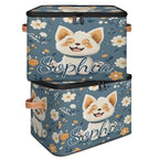 Custom Storage Basket with Name, Personalized Storage Bins with Zipper Lid, Foldable Fabric Storage Box Large capacity with Handle Flower Dog - color: Option 11