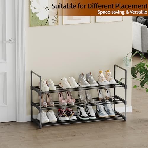 Shoe Rack, 3-Tier Shoe Organizer, Sturdy Shoe Storage Shelf, Perfect for Front Door Entrance, Closet & Entryway, Easy to Assemble, DIY Layering Options (S - 3 Tier) - size: 3 Tiers