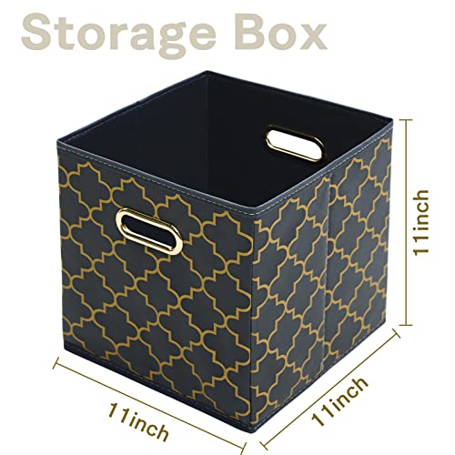 Fabric Cloth Storage Bins,Fabric Cube Organizer with Dual Handles Foldable Cube Storage Baskets for Home Bedroom Storage,Set of 3,(Grey Gold) - color: Grey Gold, size: 3 Pack