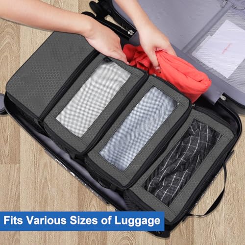 Olosar Suitcase Organizer, Travel Luggage Organizer Portable Hanging Travel Shelves Collapsible Hanging Packing Cubes for Carry on Suitcase - color: Dark Grey-S, size: Small