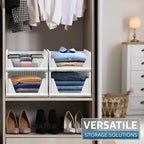 Sorbus Shelf Organizer - Closet Shelf Organizer for Clothes, Closet, Bathroom, Kitchen, Garage - Plastic Stackable Shelf Organizer Baskets - Open Front Design Under Shelf Organizer - size: 2 Small 2 Medium