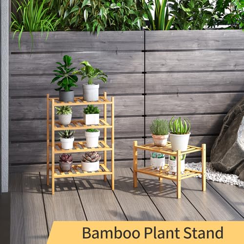 Small Shoe Rack, 4-Tier Bamboo Stackable Shoe Shelf Storage Organizer, Shoe Stand for Closet, Entryway and Hallway - color: Natural, size: 4-Tier-Short