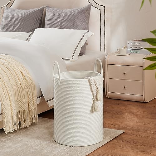 Cotton Rope Laundry Hamper by YOUDENOVA, 72L - Woven Collapsible Laundry Basket - Clothes Storage Basket for Blankets, Laundry Room Organizing, Bedroom Storage, Clothes Hamper – White - color: White, size: 72L