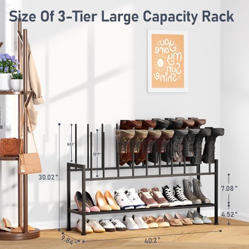 DIMJ Boot Rack 3-Tier - Black Metal Boot Storage Rack for Tall Boots Organizer Tall Boots, Multiuse Shoe Rack for Boots, Sneakers, High-Heels, Entryway, Fit for 10 Pairs, Black - size: 3-Tier 10 Pair