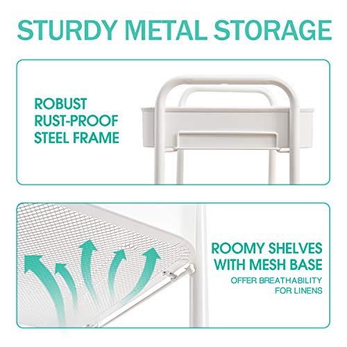 TOOLF 3-Tier Rolling Cart - Metal Utility Storage Organizer with Lockable Wheels, 33 lbs Per Shelf, Tool-Free 5-Min Assembly, for Kitchen Bathroom Office Nursery Craft Room, White - color: White, size: 3-Tier