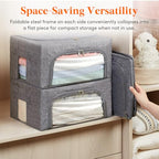 Lifewit Clothes Storage Bins with Metal Frame, Stackable Storage Box, Foldable Clothing Storage Bins with Lids, 25L Storage Bags Fabric Box Organizer with Clear Window＆ Zippers＆ Sturdy Handles 6 Pack - size: 25L