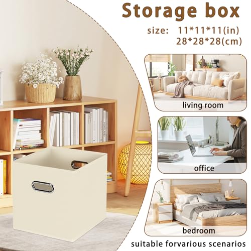 STOREONE Fabric Storage Bins Cubes Baskets Containers-(11X11X11) with Dual Handles for Shelf Closet, Nursery Home ， Bedroom Organizers, Foldable Set of 1 (Creamy- White ) - color: Creamy-White, size: 1 pack