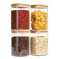 ComSaf Glass Storage Containers with Lids, 1.2 Qt Glass Jars with Lids, Clear Food Storage Jar, Canister For Pantry Cookie Flour Cereal Rice Sugar Tea Coffee Beans Spice, Square Set of 4 - size: 1.2Qt*4