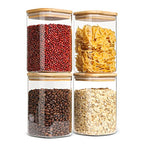 ComSaf Glass Storage Containers with Lids, 1.2 Qt Glass Jars with Lids, Clear Food Storage Jar, Canister For Pantry Cookie Flour Cereal Rice Sugar Tea Coffee Beans Spice, Square Set of 4 - size: 1.2Qt*4