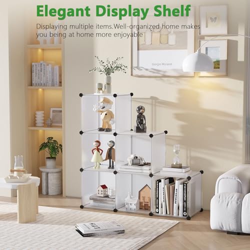 C&AHOME Cube Storage Organizer, 6-Cube Shelves Units, Closet Cabinet, DIY Plastic Modular Book Shelf, Ideal for Bedroom, Living Room, Office, 36.6" L x 12.4" W x 36.6" H Translucent White SBTM3506A - color: Translucent White