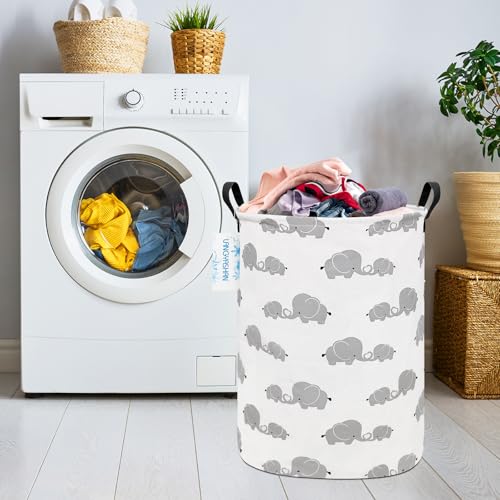 LANGYASHAN Storage Bin, Canvas Fabric Collapsible Organizer Basket for Laundry Hamper,Toy Bins,Gift Baskets, Bedroom, Clothes,Baby Nursery (Full Love Elephant) - color: Full Love Elephant