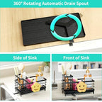 HapiRm Sponge Holder for Kitchen Sink - Self-draining Sink Caddy with Smiley Face and Brush Holder, Stainless Steel Kitchen Countertop Essentials and Gadgets - Black - color: Black, size: with Smiley Face Sponge Holder（single）