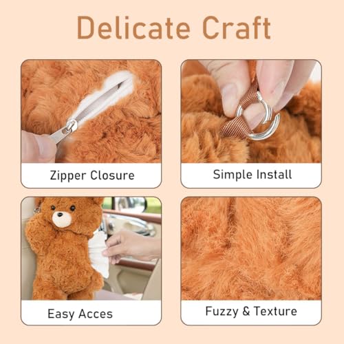 Cute Tissue Box Cover Plush Tissue Box Holder for Car, Home, Decorative Holder/Organizer for Bathroom Vanity Countertop, Nightstands, Office Desk-Bear02 - color: Bear 02