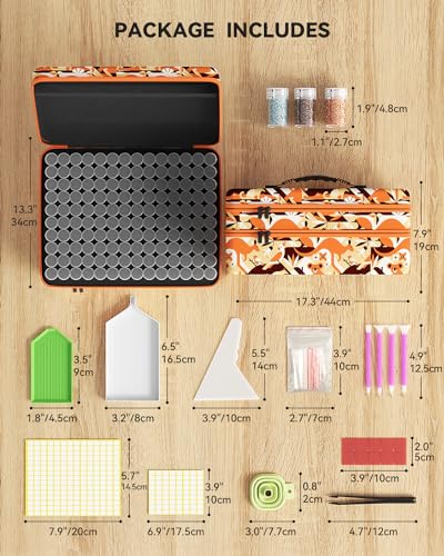 ARTDOT 420 Slots Storage Container for Diamond Art Kits for Adults,Portable Bead Storage Boxes for Diamond Painting Accessories and Tools - color: Orange, size: XX-Large