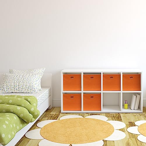 SIMPLE HOUSEWARE Foldable Cube Storage Bins with Handles, 11-Inch, Orange, 6-Pack, Fabric Cubes Organizer for Closet or Shelves - color: Orange