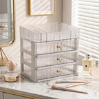 MIUOPUR Makeup Organizer with 3 Drawers, Clear Bathroom Counter Organizer, Skincare Organizer for Vanity Countertop, Cosmetic Display Case, Ideal Choice for Storing Lipsticks, Nail Polishes, Perfumes