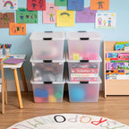 IRIS USA 6-Pack High-Capacity Clip Box with Latching Lids, 32 Quart Craft Storage Bins, Art & Writing Supply Containers for Home, Office & Classroom Organization - size: 32.5 Qt, style: 6 Pack