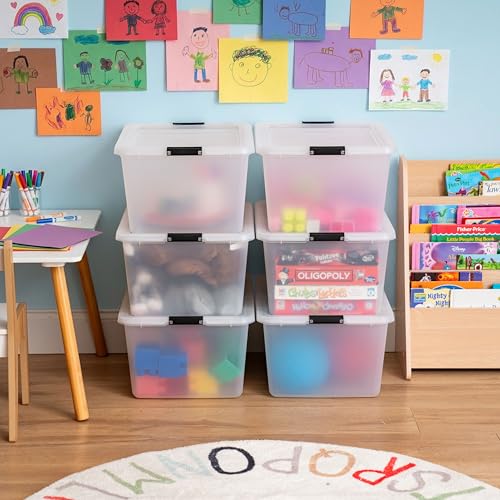 IRIS USA 6-Pack High-Capacity Clip Box with Latching Lids, 32 Quart Craft Storage Bins, Art & Writing Supply Containers for Home, Office & Classroom Organization - size: 32.5 Qt, style: 6 Pack