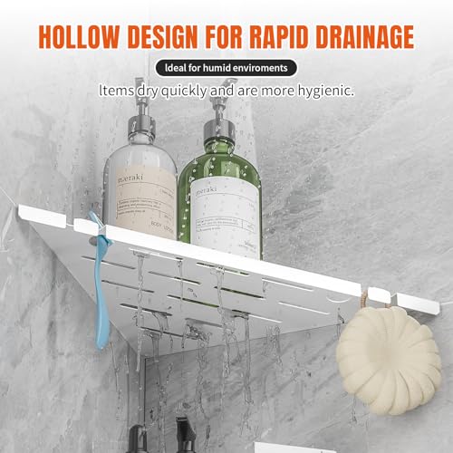 Shower Corner Shelf, 304 Stainless Steel, Black, Wall Mount, Triangular, 10 x 10 Inches, Leak Resistant, 2 Pack, Bathroom Storage Organizer with Brushed Finish - color: 6-upgraded White