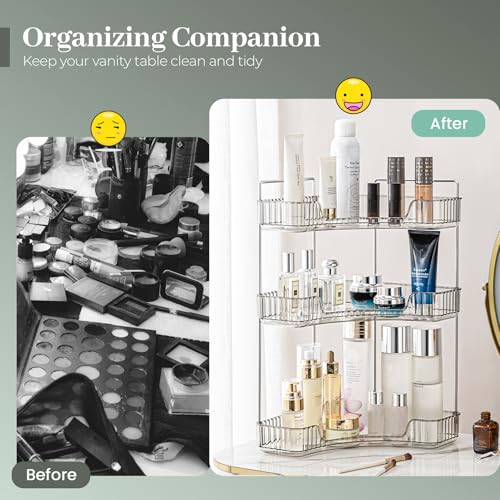 Aveniee Corner Bathroom Counter Organizer, Bathroom Countertop Shelf Makeup Organizer for Vanity Perfume Tray for Corner Storage (3 Tiers, Grey) - color: Classic Grey, size: 3 Tier