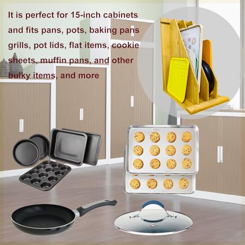 Tray Dividers for Kitchen Cabinets, 15.5inch x22.5inch x12inch,Cabinet Tray Dividers, For Cookie Sheets, Baking Sheets,Racks Lids, Flat Items, Perfect for Organizing Cabinets, 5 Years Warranty - size: 4 Tier Tray Dividers for Cabinets, style: 4 Tier Bambo