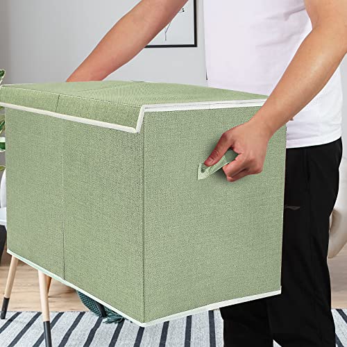 popoly Large Toy Box Chest with Lid, Collapsible Sturdy Toy Bin Storage Organizer Boxes Baskets for Kids, Boys, Girls, Nursery, Playroom, 25"x13" x16" - color: Large Green
