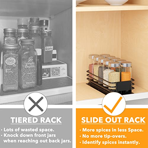 SpaceAid Pull Out Spice Rack Organizer for Cabinet, Heavy Duty Slide Out Seasoning Kitchen Organizer, Cabinet Organizer, with Labels and Chalk Marker, 4.5" W x10.75 D x2.5 H, 1 Drawer 1-Tier - style: 4.5" W, 1-Tier