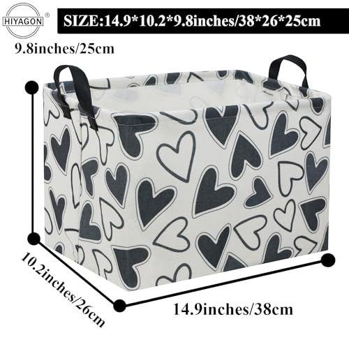 HIYAGON Rectangular Heart Basket Kids Storage Bin Basket Organizer Box Valentine Room Decor(Black Heart) - color: Black Heart